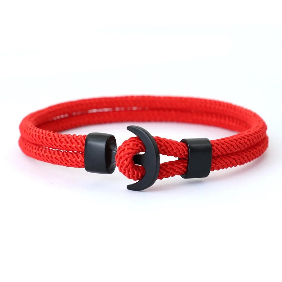 Moda masculina âncora pulseira dupla camada náutica braslet homme verão praia acessórios pulsera roja hombre macrame braclet