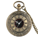 Preto numerais romanos relógio de bolso de quartzo masculino feminino preto oco caso steampunk vintage pingente colar melhores presentes para homens
