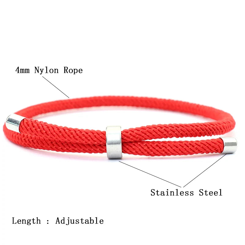 Noter nova pulseira de corda da sorte unissex fecho de aço inoxidável pulseira ajustável amizade jóias acessórios presente para os amantes