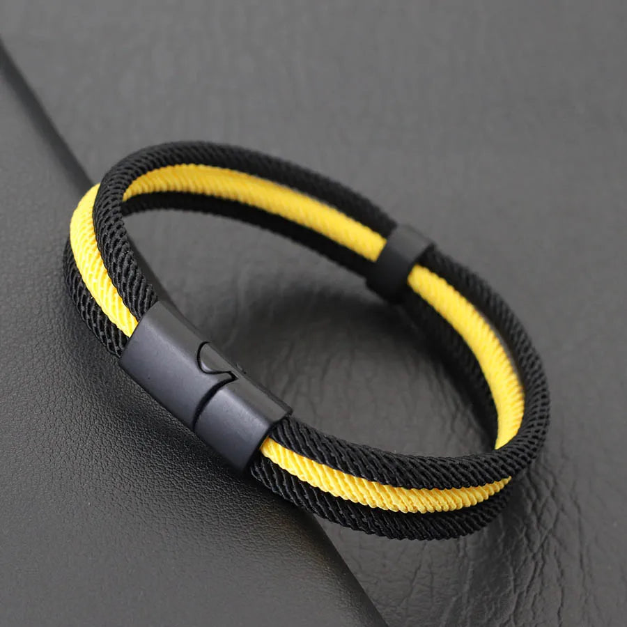 Novidade pulseira de corda milan grau a para homens fivela magnética destacável esportes ao ar livre acampamento braslet acessórios casuais pulseria