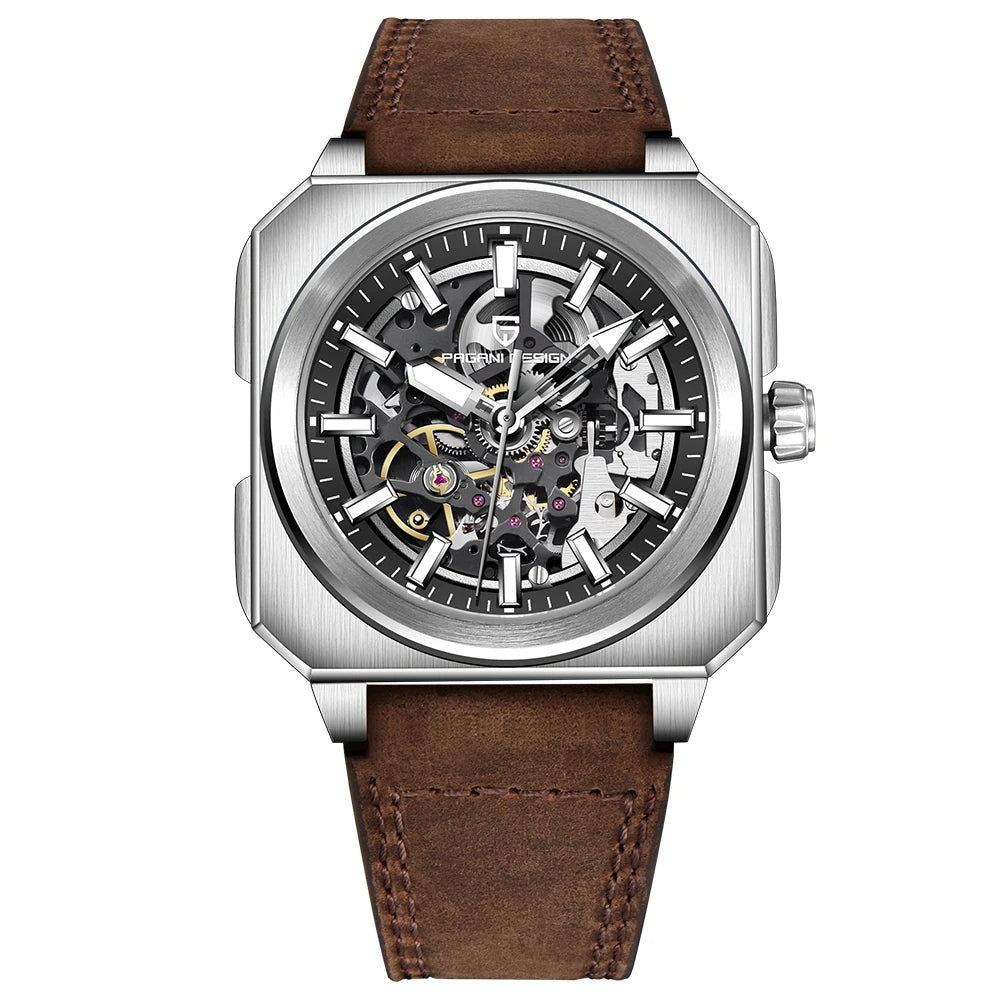 Pagani design 2024 novo 38mm bloco volante luminoso oco dial 50m à prova dwaterproof água casual masculino relógio mecânico automático