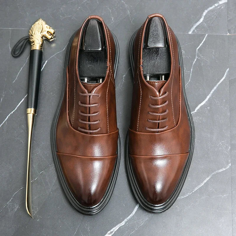 Homens sapatos de couro genuíno moda confortável diário negócios casual formal rendas masculino vestido calçados chaussure homme
