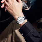 Novo design pagani moda masculina relógio casual à prova dwaterproof água 100m luxo couro esportes quartzo cronógrafo vk61relogio masculino