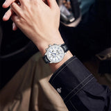 Novo design pagani moda masculina relógio casual à prova dwaterproof água 100m luxo couro esportes quartzo cronógrafo vk61relogio masculino