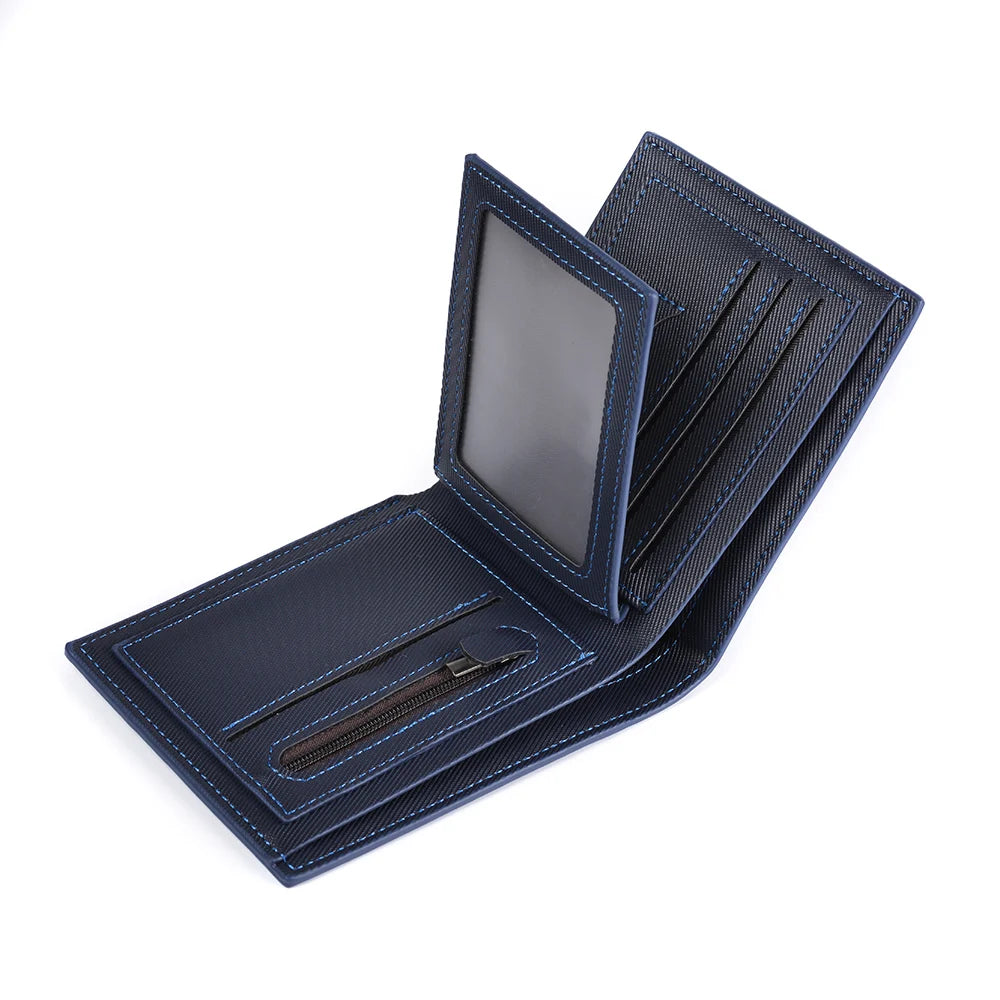 Carteira de couro com zíper PU para homens, bolso luxuoso, alta qualidade, novo