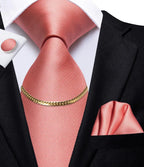 Hi-Tie-Gravatas de seda xadrez de luxo masculinas, conjunto de abotoaduras, design preto, presente de casamento, corrente de gravata moda