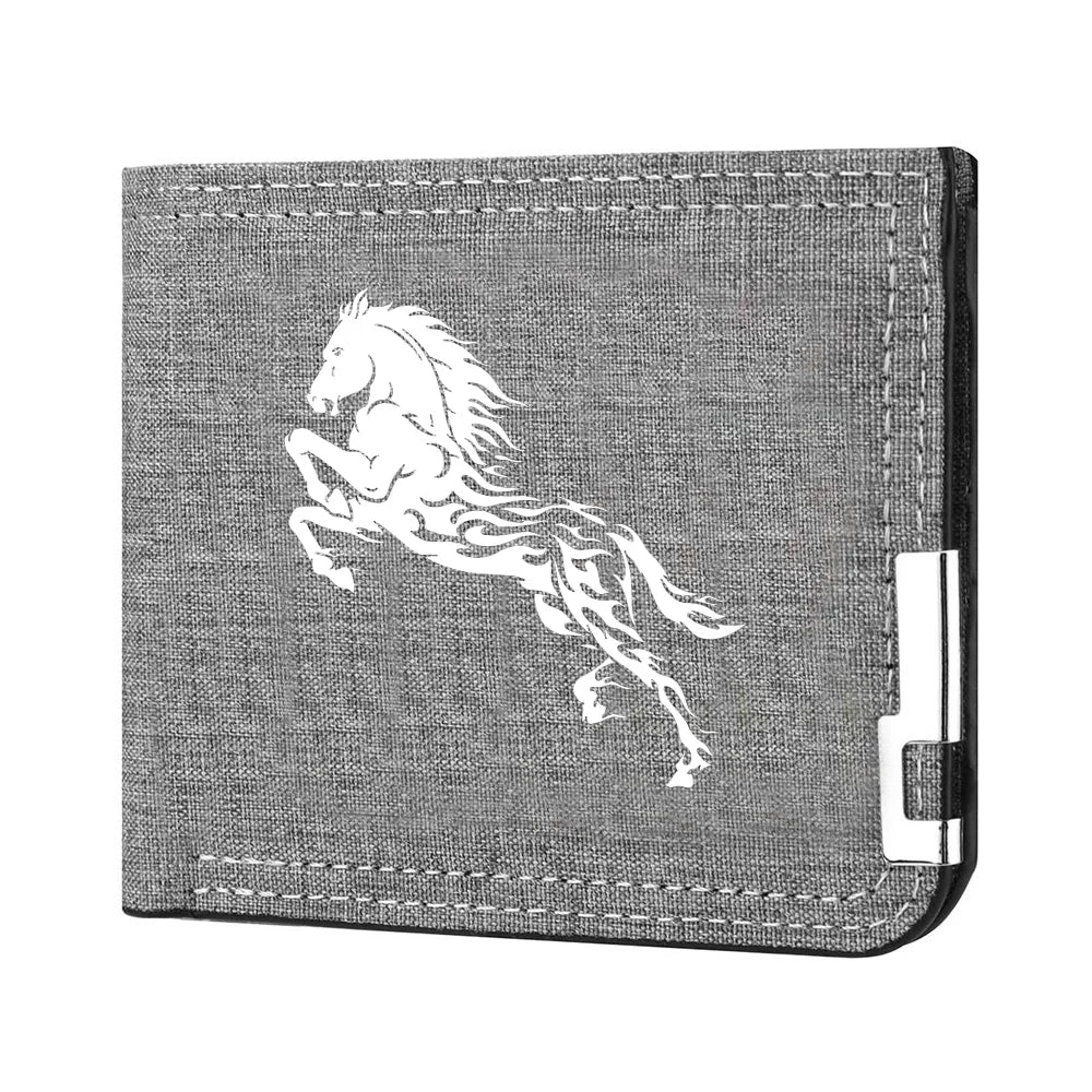 Carteira curta masculina casual de lona dobrável dupla com vários compartimentos para cartões de crédito e identidades