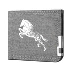 Carteira curta masculina casual de lona dobrável dupla com vários compartimentos para cartões de crédito e identidades