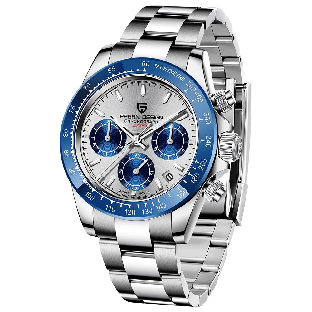 Novo Pagani design luxo negócios 40mm relógio masculino vidro safira 100m à prova dwaterproof água cronógrafo masculino