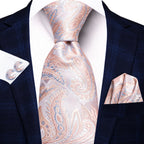 Conjunto clássico de gravata de seda masculino, gravata, floral, rosa, roxo, azul, elegante, lenço, abotoaduras, moda luxuosa, 3 peças