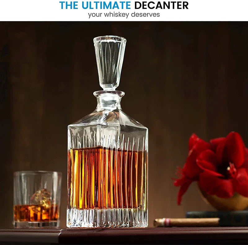 Cristal sem chumbo uísque decanter & licor decanter com rolha de vidro para álcool bourbon scotch 650ml