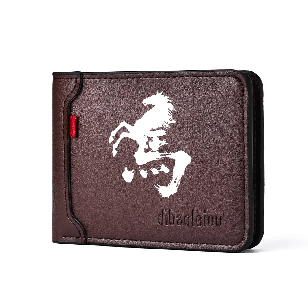 Carteira masculina ultrafina multifuncional casual de couro PU design personalizado elegante