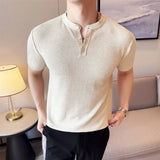 Verão fino gelo seda malha camiseta dos homens elasticidade malha casual t camisa masculina manga curta fino ajuste respirável topos t homme