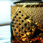 Japonês guerreiro preto armadura edo kiriko uísque rock vidro âmbar cristais copo de uísque high-end copo de vinho mão corte brandy snifter