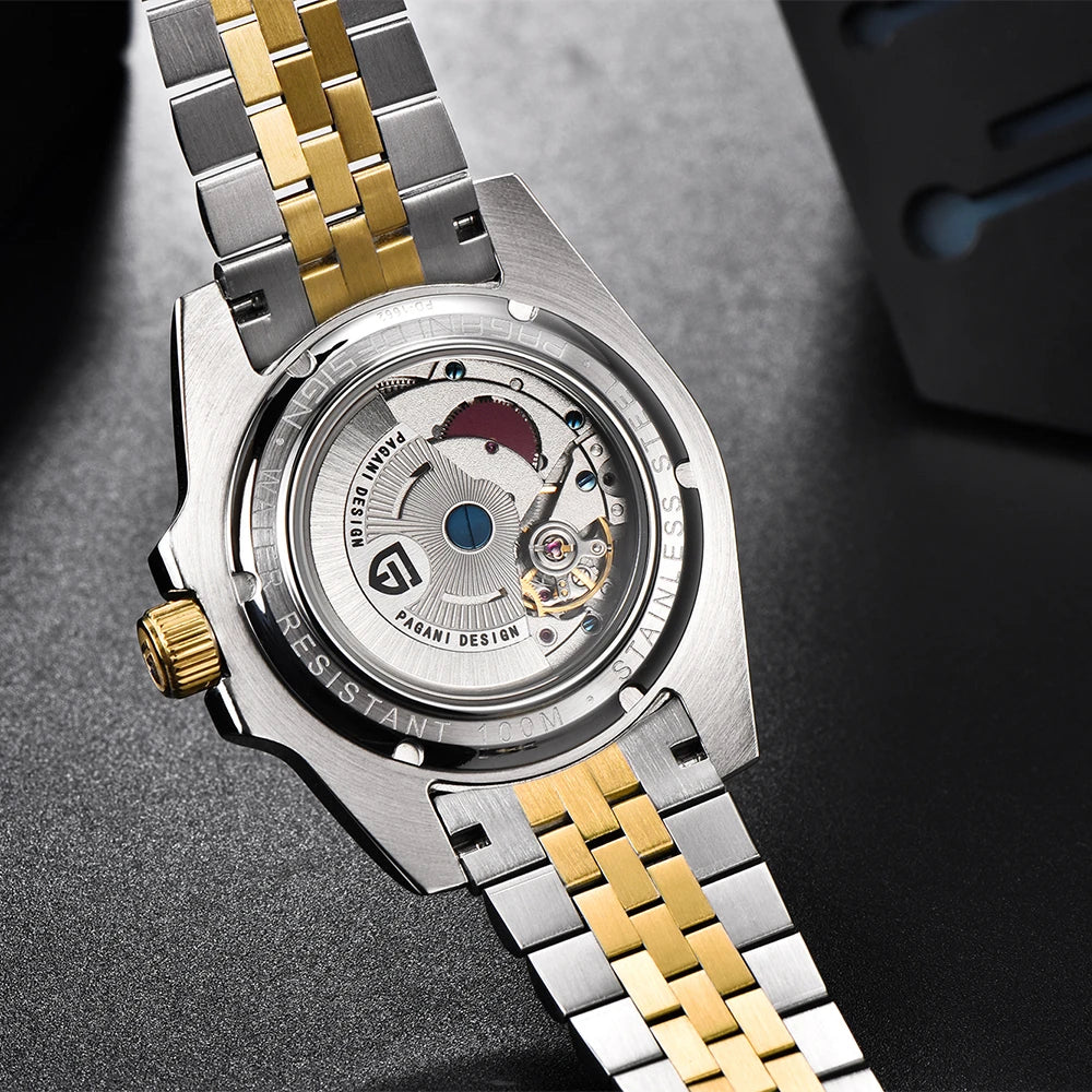Pagani design novo PD-1662 relógio mecânico masculino superior vidro de safira gmt relógio 100m à prova dwaterproof água relógio mecânico automático masculino