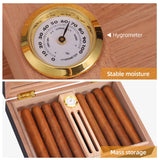 Caixa de armazenamento do humidor do charuto, Parte superior do vidro do cedro, Humidificadores do charuto do desktop, Estojo com acessórios do umidificador para homens, 10-18 charutos