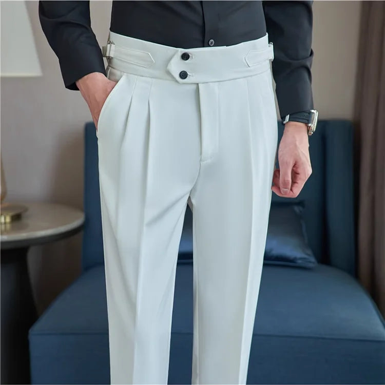 Calça Social Masculina Slim Fit Cintura Alta