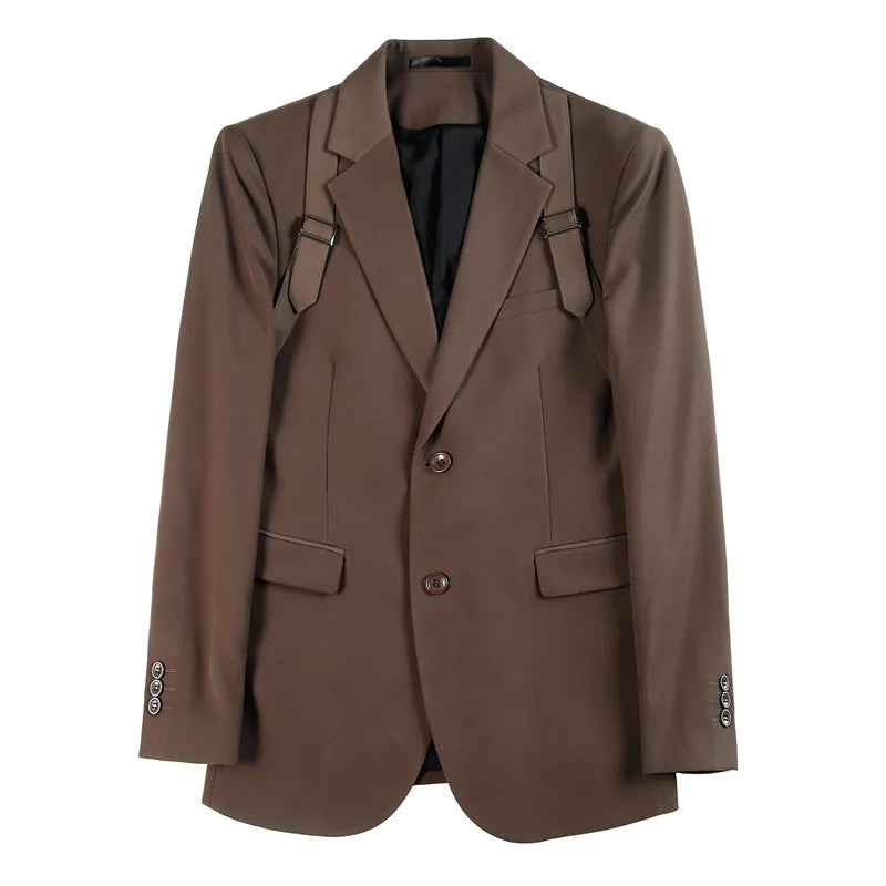 Jaqueta de terno com alça masculina, blazers casuais de negócios, casamento do noivo, casaco social, nova moda, outono, inverno, 2022