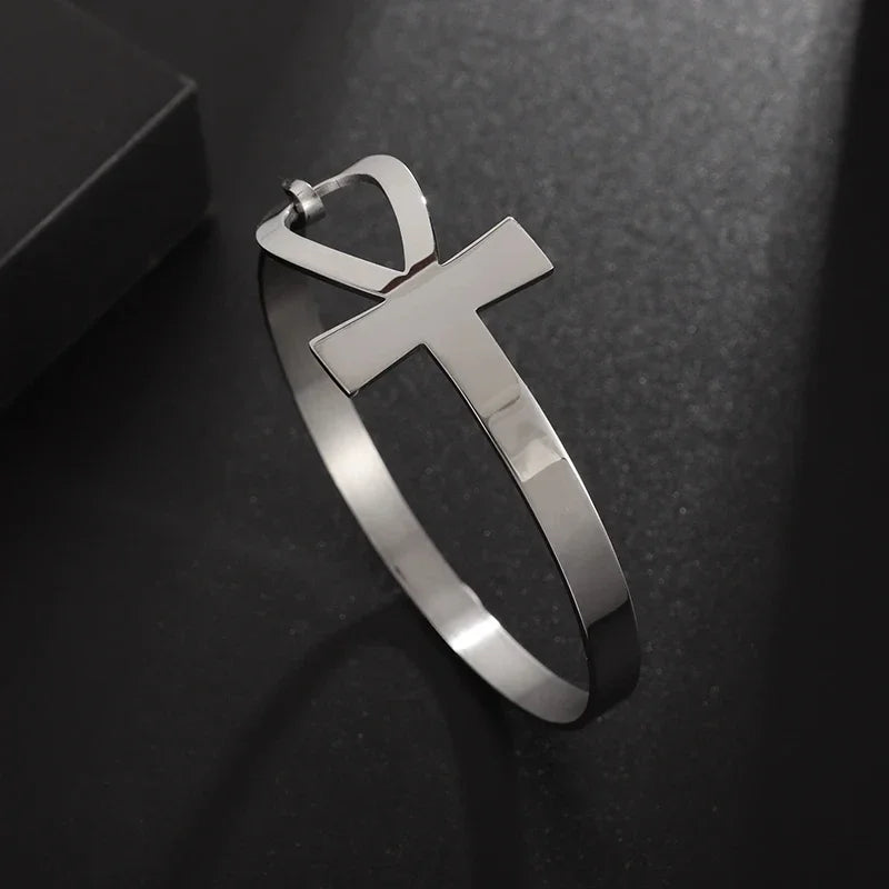 Pulseira de punho simples brilhante de dupla camada de aço inoxidável adequada para homens e mulheres pulseira de punho de duas cores joias de casal