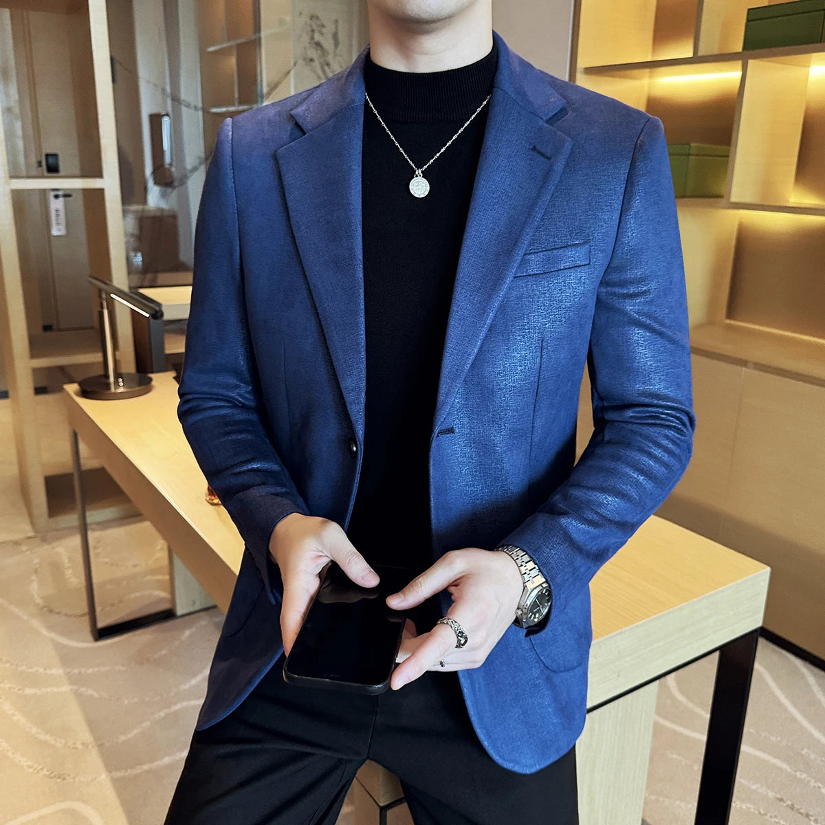 Jaqueta vintage de camurça listrada, casaco slim fit para escritório de negócios, vestido de festa de casamento, vestido luxuoso high-end, slim fit, nova moda, 2022