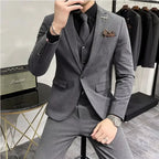 (Jaqueta + colete + calça) plus size 7xl-s masculino coreano fino ajuste noivo casamento negócios casual smoking masculino trabalho terno social 3 peças