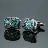 Abotoaduras de camisa francesa masculina, material de cobre, abotoaduras de esmalte azul oval, acessórios de roupas de marca de moda, atacado