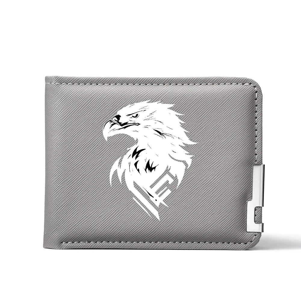 Carteira masculina de couro PU personalizada com estampa de águia carteira curta com vários slots