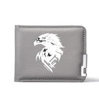 Carteira masculina de couro PU personalizada com estampa de águia carteira curta com vários slots