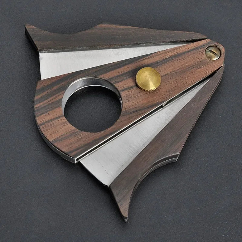 Faca de charuto de sândalo com bordas duplas e tesoura de charuto em forma de morcego personalizada acessórios ferramenta portátil