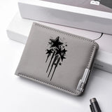 Carteira curta masculina de couro PU casual criativa com estampa de estrela preta adequada para carteira de negócios