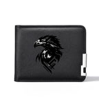 Carteira masculina de couro PU personalizada com estampa de águia carteira curta com vários slots