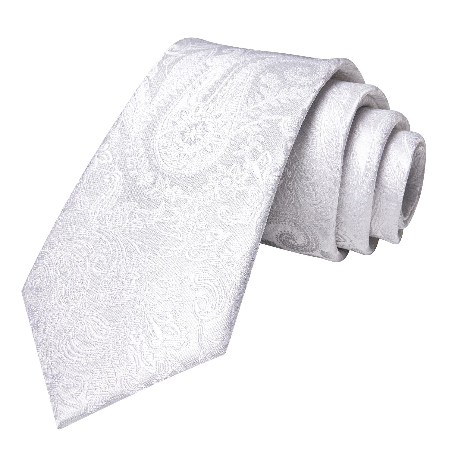 Hi-tie paisley branco texturizado gravata masculina elegante e elegante gravatas masculinas abotoaduras bolso quadrado banquete casamento