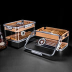 Humidor de charutos caixa de madeira de cedro selado transparente dupla camada hidratante higrômetro multifuncional caso grande capacidade 100 peças
