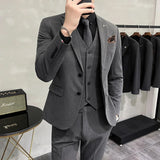 Plus size S-7XL homem coreano magro ajuste personalizado noivo negócios casual smoking blazers colete calça casual casamento social smoking vestido