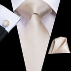 Hi-tie floral champanhe marfim masculino elegante gravata lenço abotoaduras para smoking moda clássico seda gravata de luxo para homem