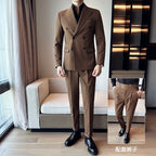 (Blazer + calças) moda duplo breasted design fino terno masculino estilo italiano luxo casamento festa social smoking 2 peça conjunto