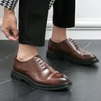 Homens sapatos de couro genuíno moda confortável diário negócios casual formal rendas masculino vestido calçados chaussure homme