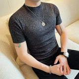 Padrão de leopardo t camisa para homens verão nova moda 3d impresso mangas curtas fino ajuste em torno do pescoço casual camisetas streetwear 4xl-m