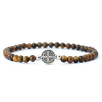 Noter novo 4mm pulseira de contas para homens minimalista cruz braslet natural tigre olhos madeira braclet meditação pedra ônix brazalete