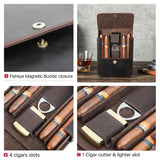 Genuine Crazy Horse Leather Travel Cigar Case, Humidor Box, Armazenamento para 4 Charutos, Acessórios para fumar