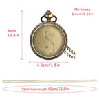 Vintage bronze chinês retro tai chi fofoca banish mau sorte relógio de bolso de quartzo colar pingente melhor amigo amizade jóias