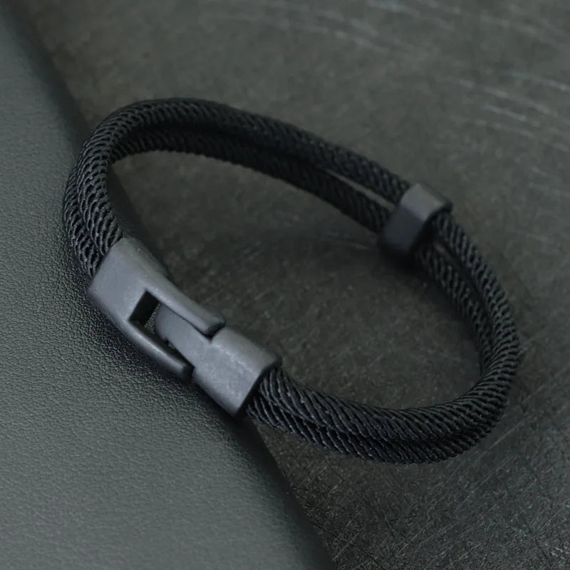 Nova moda masculina pulseira fio dupla camada destacável combinando empilhável braslet acessórios de lazer hombre erkek bileklik