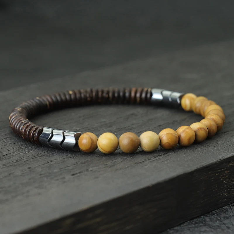 Nova pulseira de contas de coco masculina 6mm natural azul arenito tigre olhos pedra braclet chakra energia braslet yoga madeira brazalete