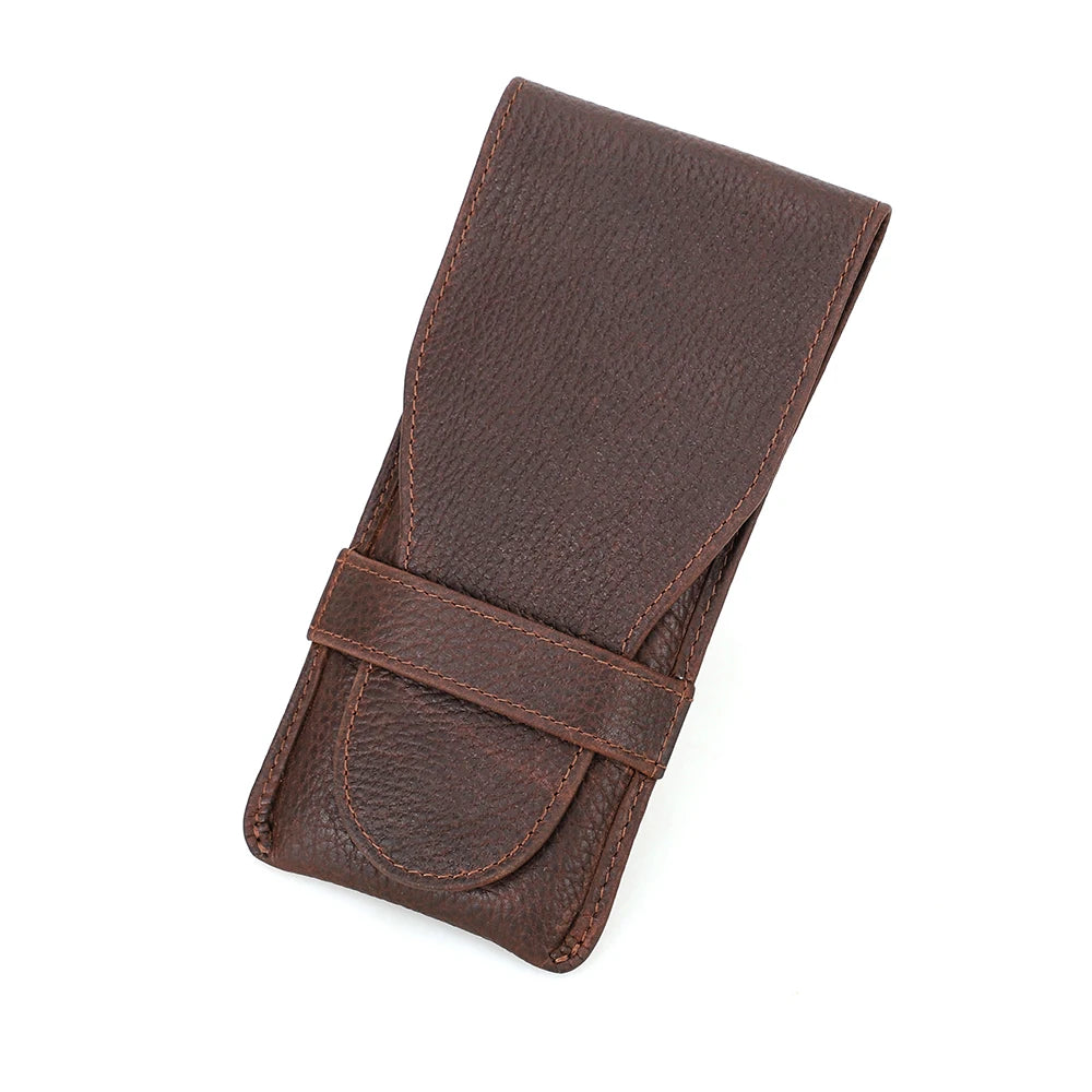 Suporte de charutos de 3 dedos em couro genuíno vintage, caixa portátil do humidor com estojo cortador, saco de presente masculino