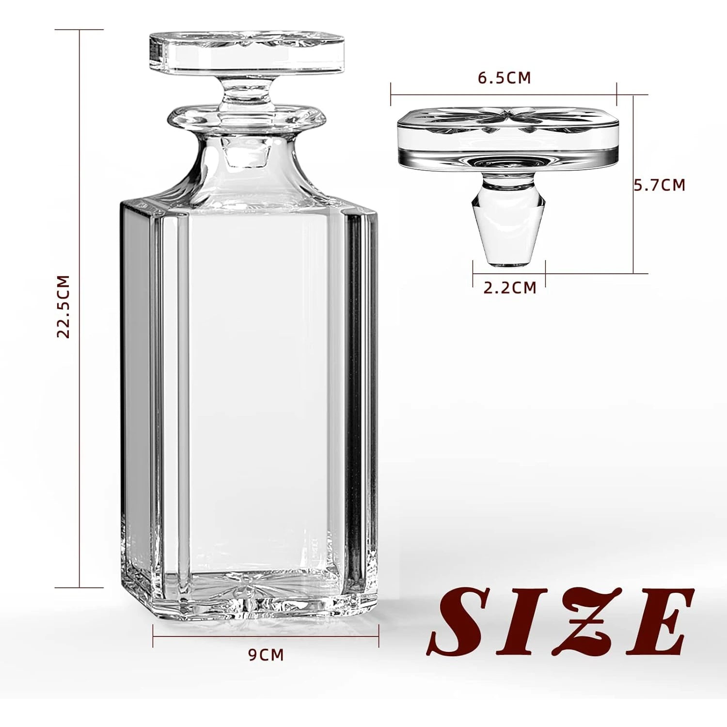Decantador de vidro - Decantador de uísque para vinho, Bourbon, brandy, licor, suco, água, enxaguatório bucal (25,4 onças/750ml)