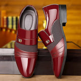 Clássico vestido de negócios sapatos masculinos formal deslizamento em sapatos masculinos oxfords calçados elegantes sapatos de couro para homens mocassins vinho vermelho