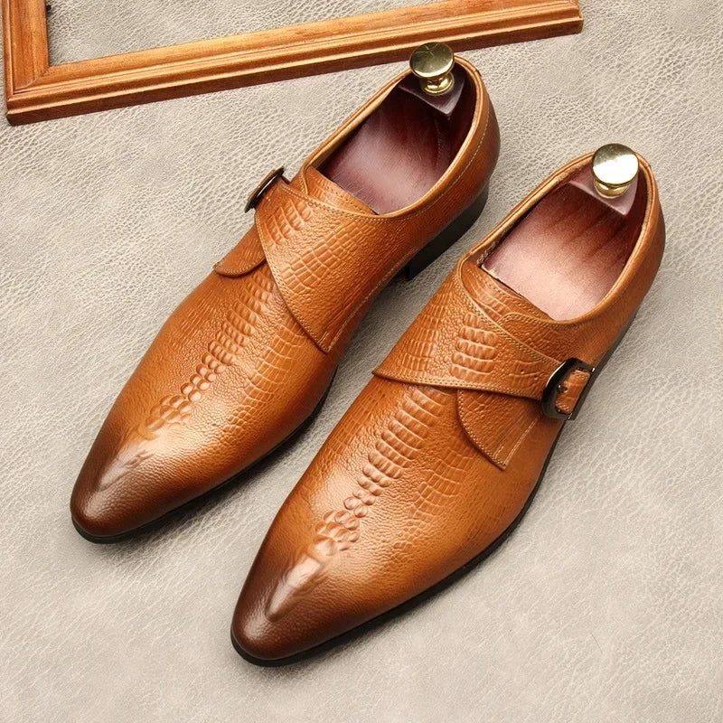 Sapato liso Oxford de couro genuíno masculino, preto, azul, padrão crocodilo, artesanal, sapatos formais, casamento, negócio, verão