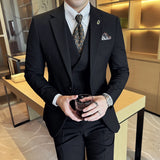 (Jaquetas + calças + colete) terno masculino listrado de luxo versão coreana moda elegante fino ajuste smoking formal noivo casamento ternos sociais