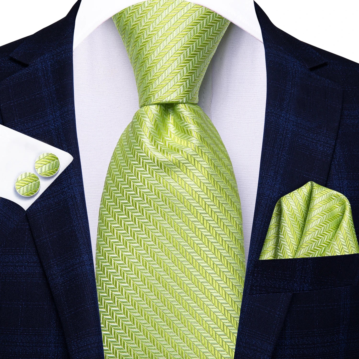 Conjunto clássico de gravata de seda masculino, gravata, listrada azul bordô, lenço elegante, abotoaduras, moda luxo, 3 peças