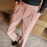 Neapolitan masculino cintura alta botão terno calça 2025 nova alta qualidade formal negócios escritório social casamento fino ajuste calças 38-28